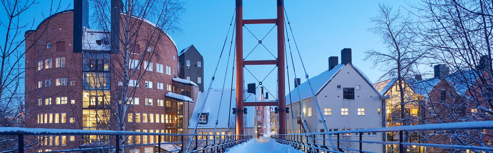 Exteriör Campus Sundsvall, vinterbild