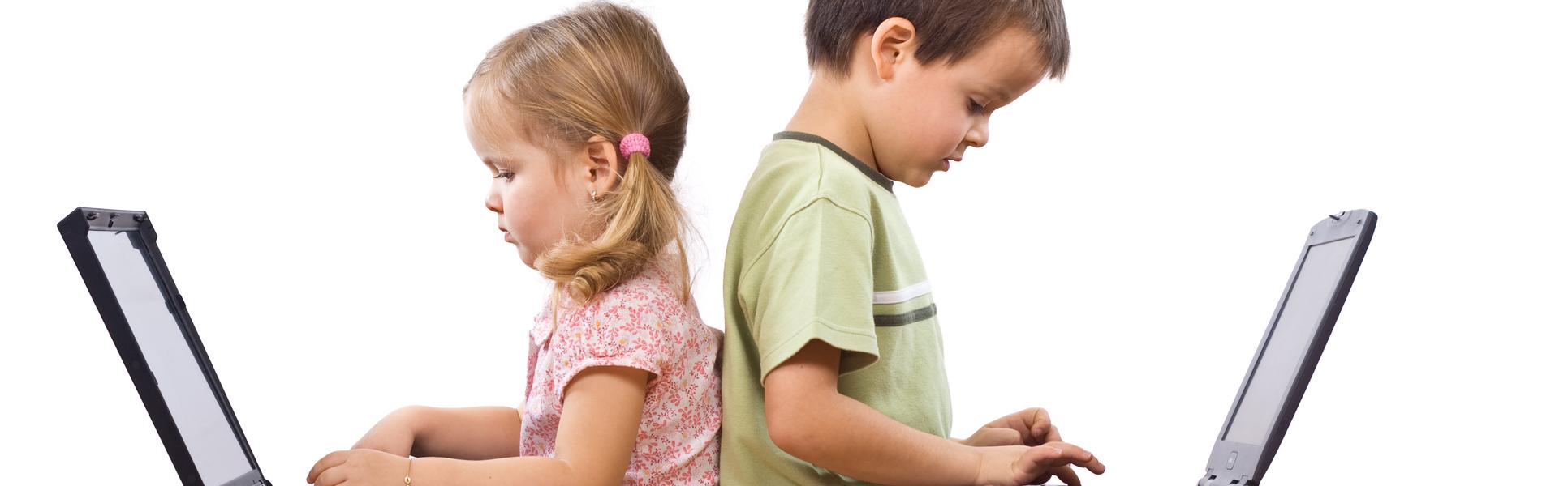  Siblings using laptop