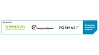 Logotypes for Vinnova, Swedish Energy Departement and Formas.