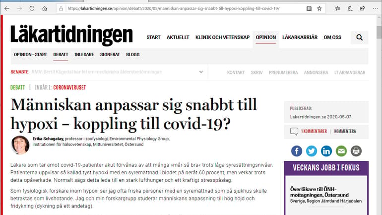 Läkartidningen, Erika Schagatay