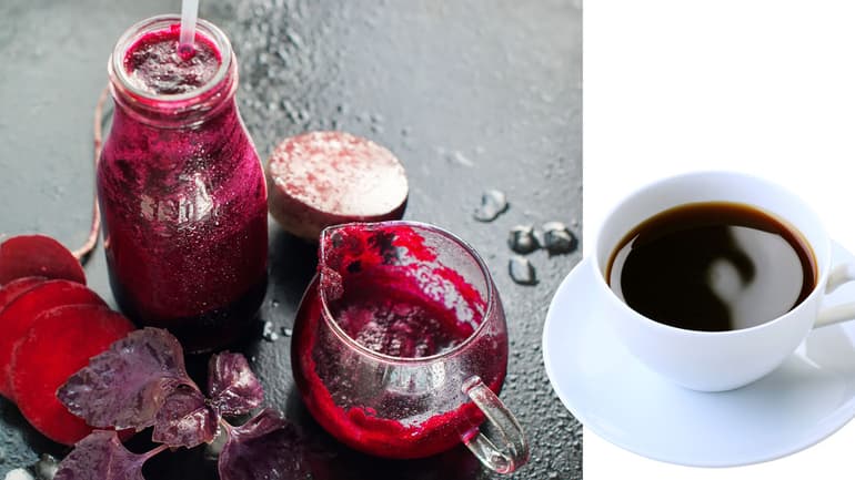 Rödbetsjuice och kaffe