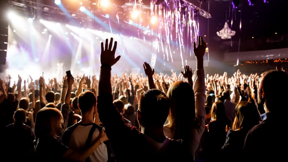 konsert, stor publik vänd mot scen