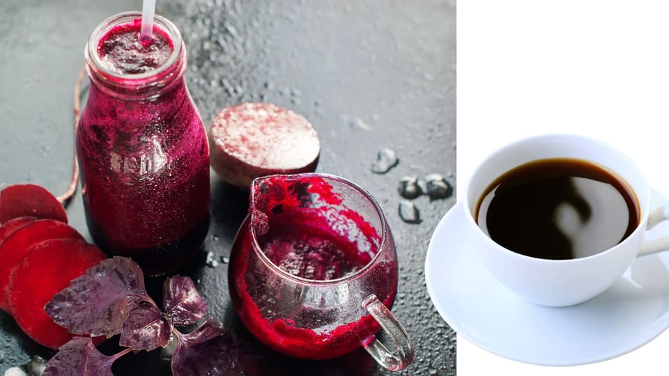 Rödbetsjuice och kaffe