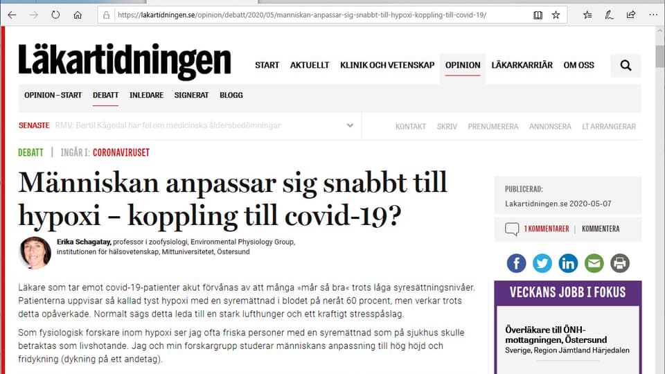 Läkartidningen, Erika Schagatay
