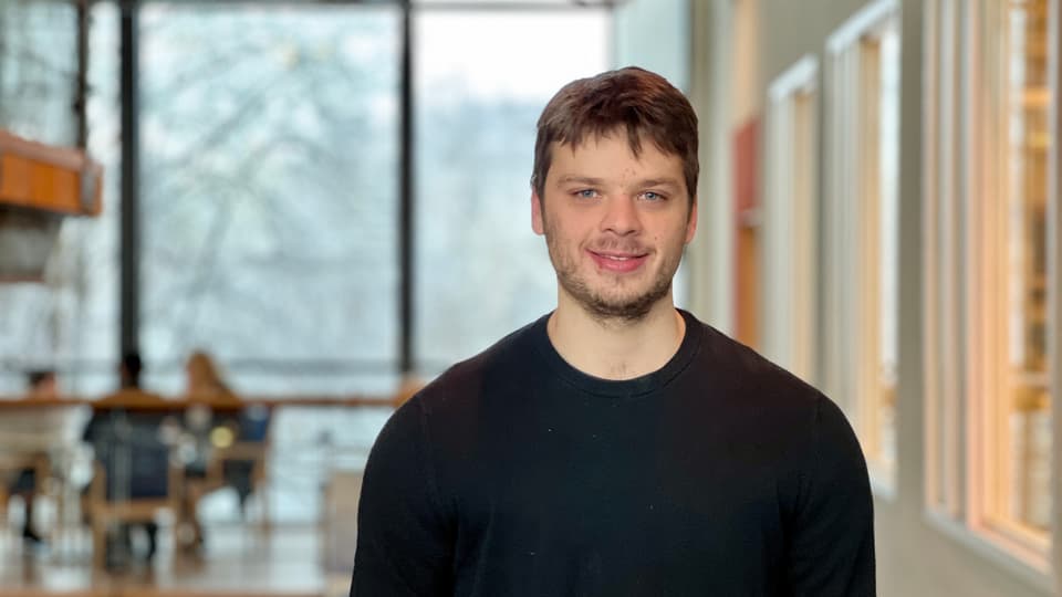 A man with a black shirt
