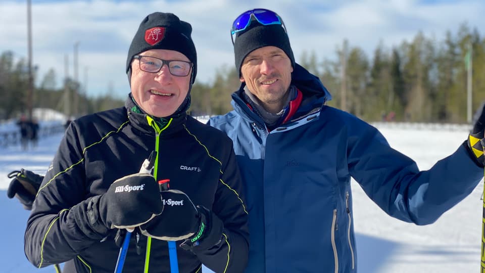 Johan Olsson och Stig Wiklund åker skidor