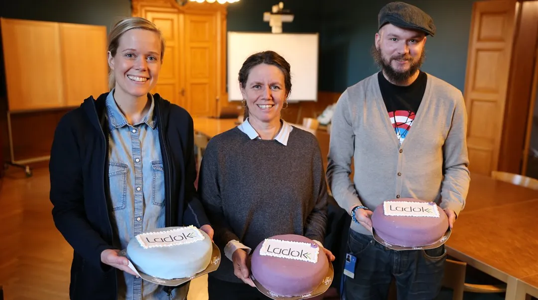 Sara Häggström, Maud Albertsson, Sebastian Bergman, med Ladok-tårtor