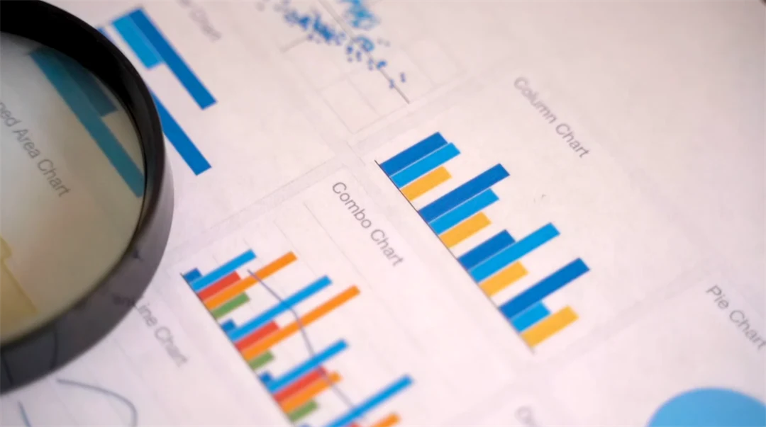 A sheet of paper that shows various information visualization charts, including bar charts, pie charts, line charts, etc.