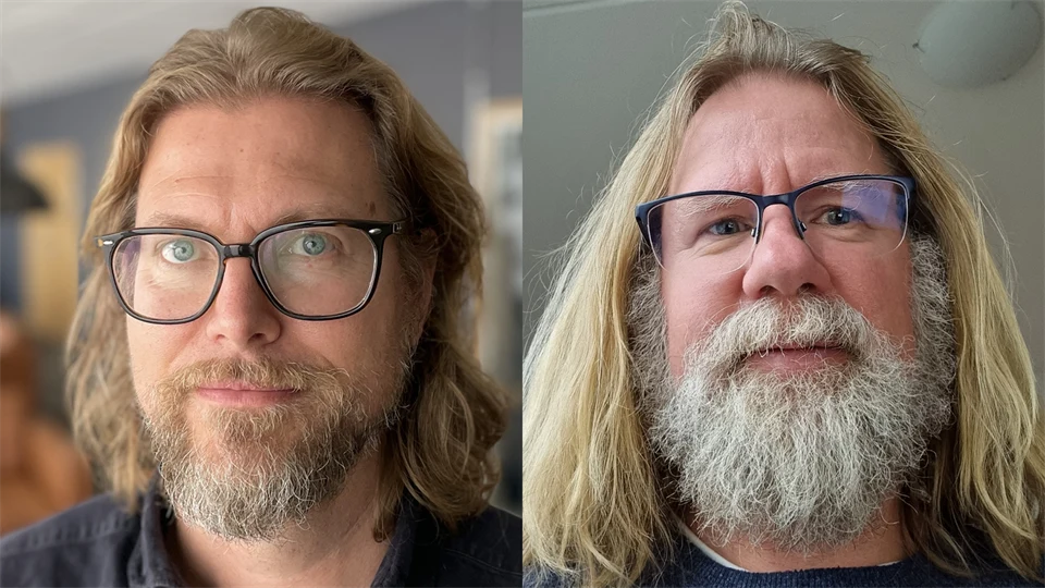 Två män med blont långt hår och golasögon