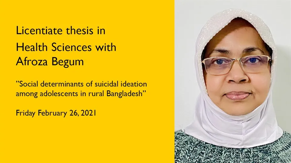 Invitation to Licentiate thesis in Health Science with Prof. Dr. Afroza Begum