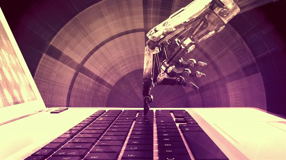 Robot hand press a computer button