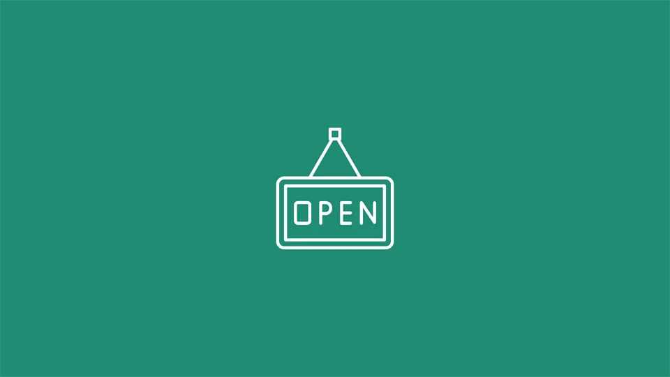 skylt med texten Open