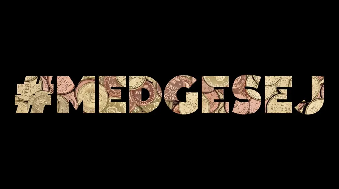 Svart bild med texten Medges ej