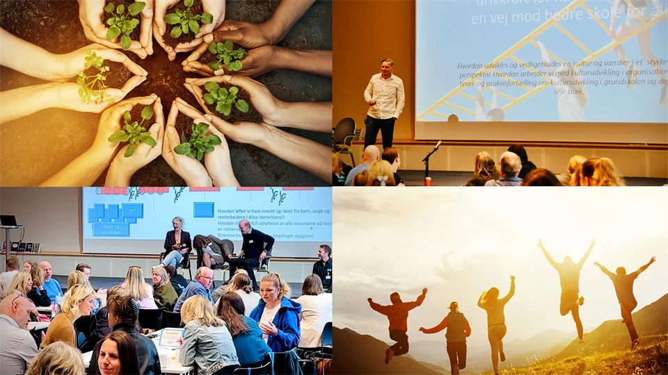 Fyra bilder med massa människor