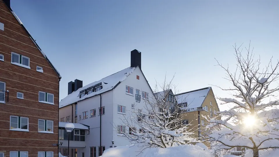 Exteriör Campus Sundsvall, vinterbild