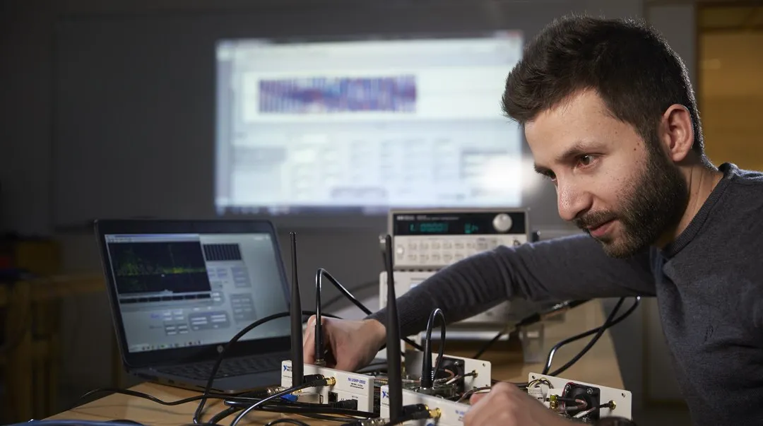 Researcher in the network lab.