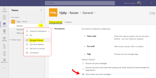 Best practices - Access level for the General Channel
