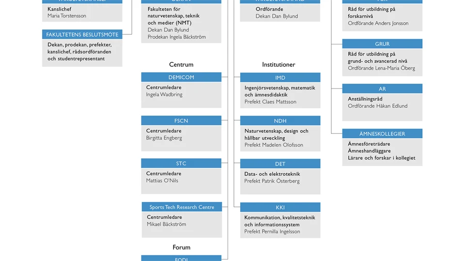 Organisationsskiss över NMT-fakulteten