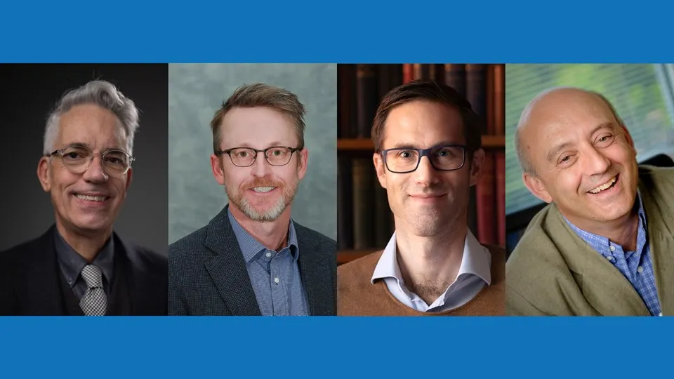 Fyra porträttbilder på män bredvid varandra.