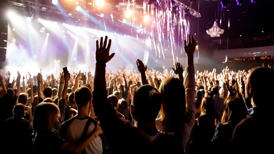 konsert, stor publik vänd mot scen