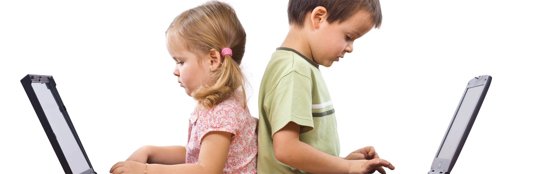  Siblings using laptop