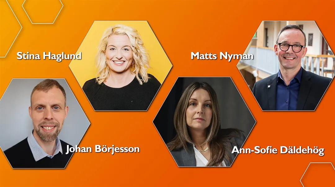 Portraits of panelists: Johan Börjesson, Stina Haglund, Ann-Sofie Däldehög, Matts Nyman.
