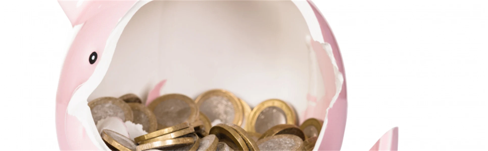 Trasig spargris pengar 