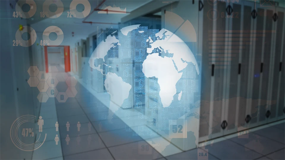 Circuit board earth against futuristic technology interface 