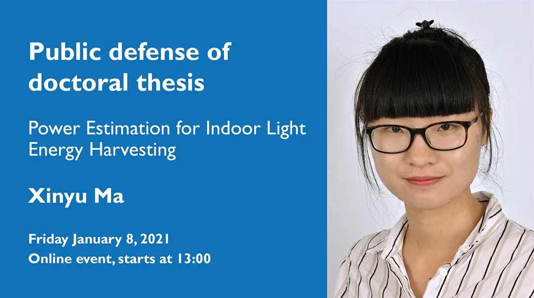 Inbjudan disputation i elektronik med Xinyu Ma 8 januari 2021