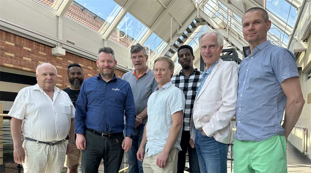 Studiebesök från Norge, grupp med åtta män