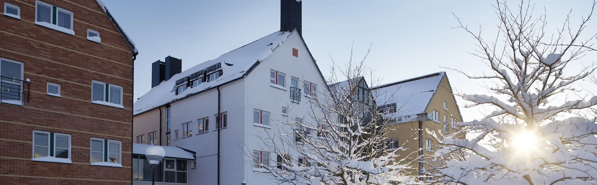 Exteriör Campus Sundsvall, vinterbild