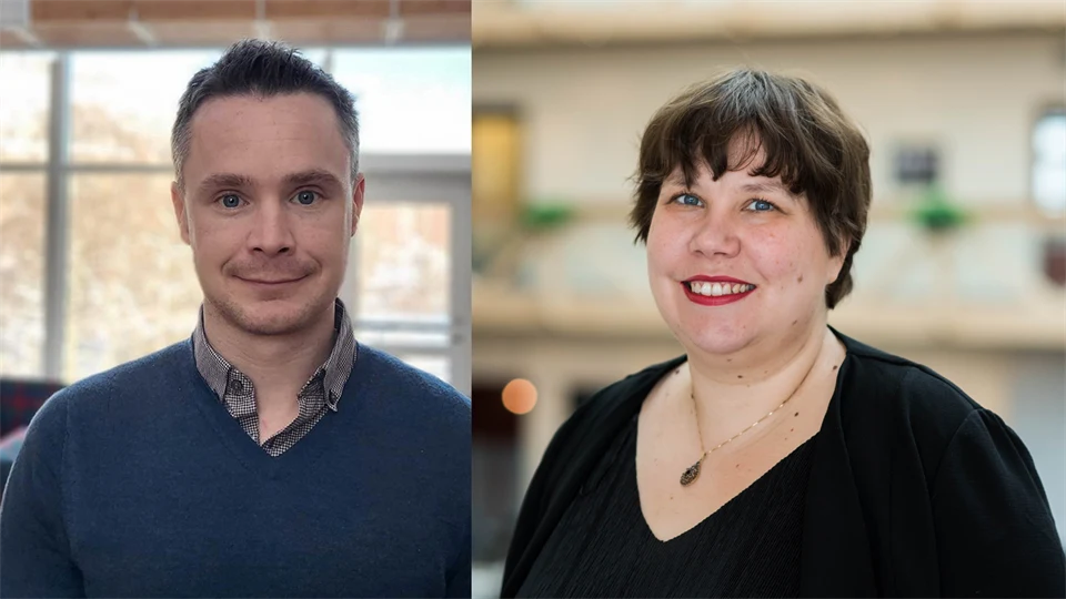 fotocollage av två porträtt, en man och en kvinna 