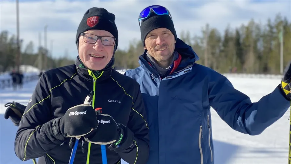 Johan Olsson och Stig Wiklund åker skidor
