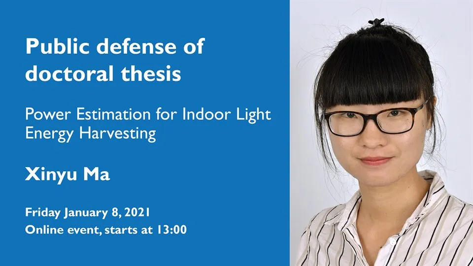 Inbjudan disputation i elektronik med Xinyu Ma 8 januari 2021