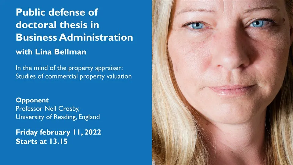 Public defense of doctoral thesis by Lina Bellman