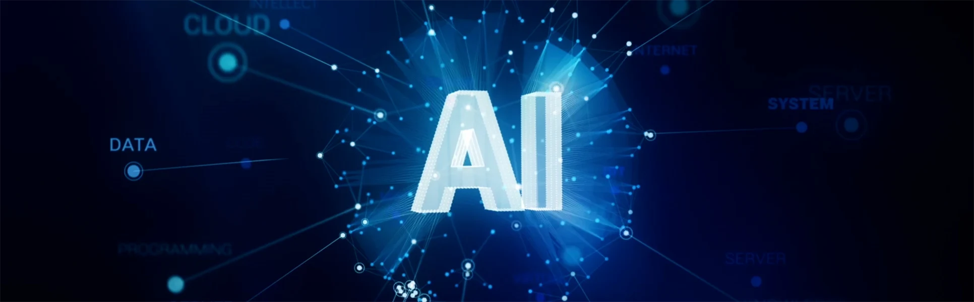 Letters A and I glows in white on a dark background.