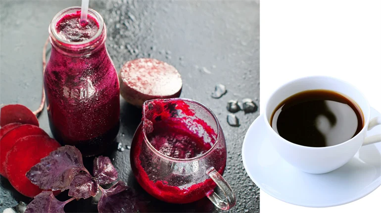 Rödbetsjuice och kaffe