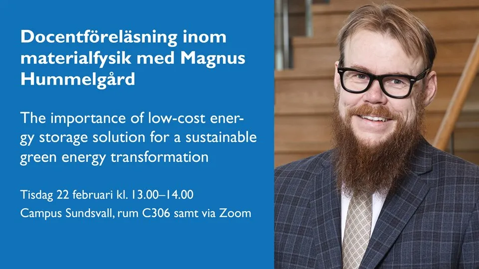 Docentföreläsning med Magnus Hummelgård inom ämnet materialfysik.